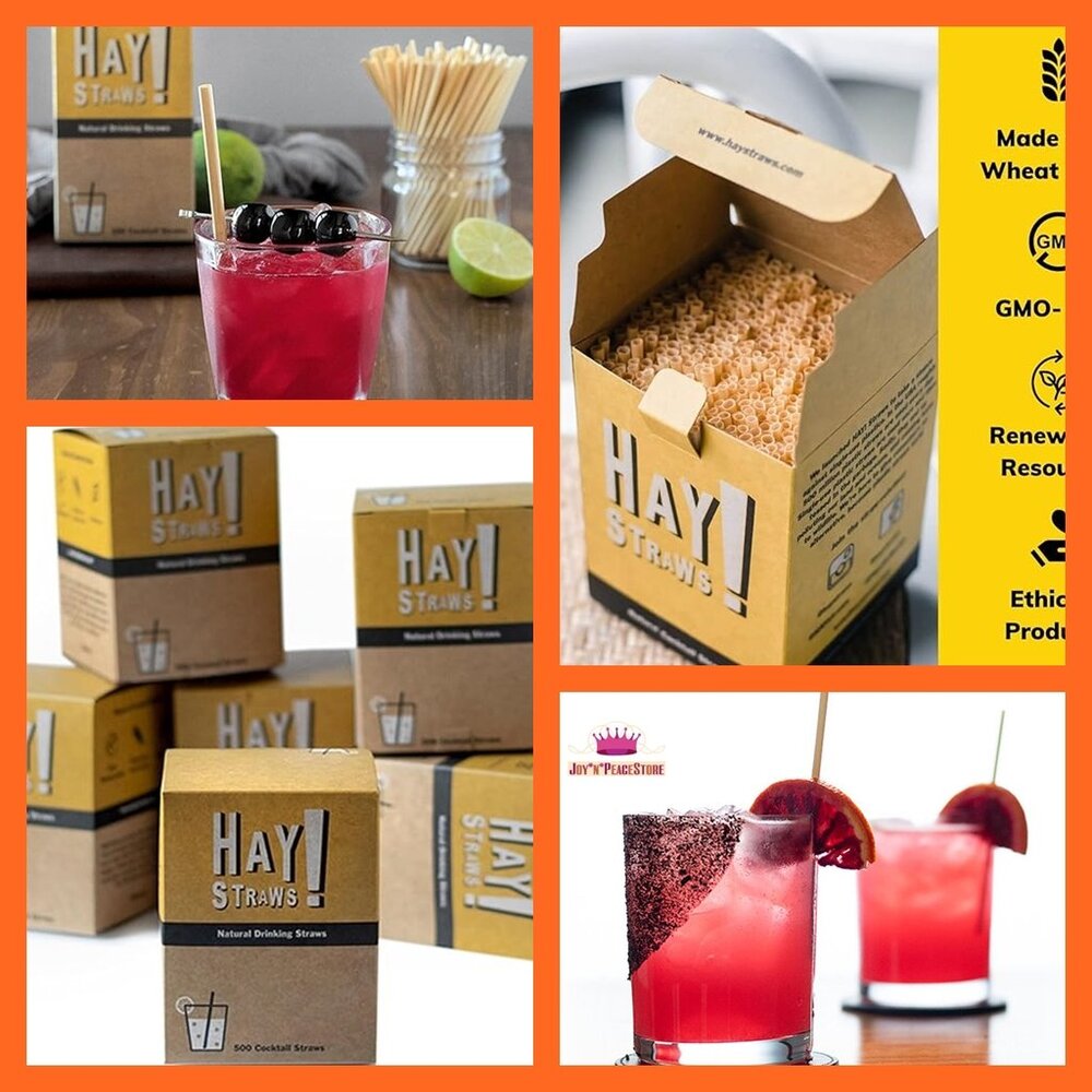 HAY! Straws 5" 100% Natural Wheat Compostable Cocktail Straws 500/Pack